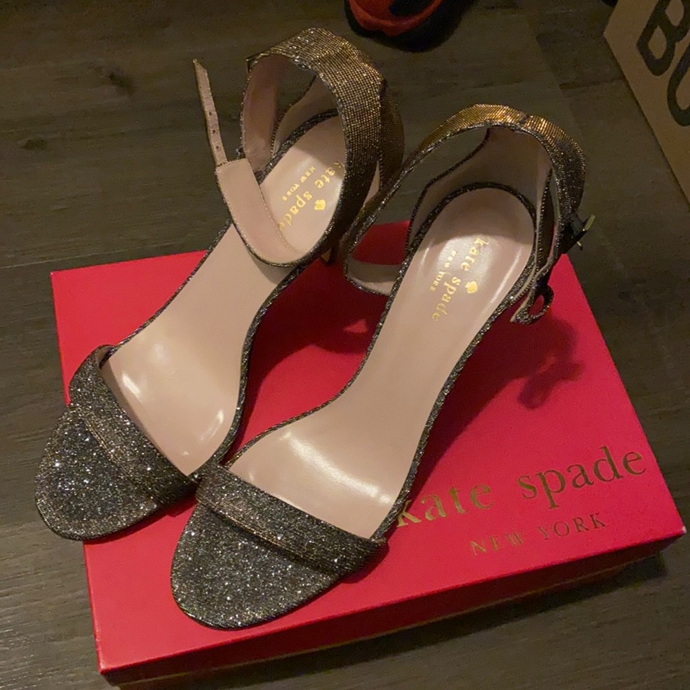 Kate Spade Bronze Lurex Isa Ankle Strap Heel